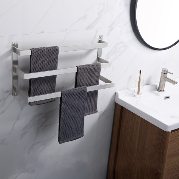 Towel Racks Towel Rail Bath Towel Holder Towel Rack Towel Bar, Wall-mounted Towel Rack Towel Holder,Three-bar Ladder Bathroom Space Aluminum,Durable And Easy To Install Bath Towel Shelf 40cm-40cm(50cm